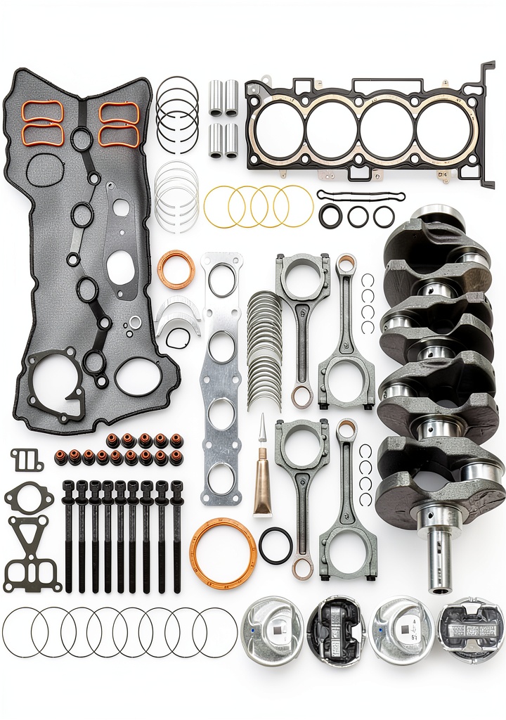 Hodflop engine rebuild kit components laid out on a workbench