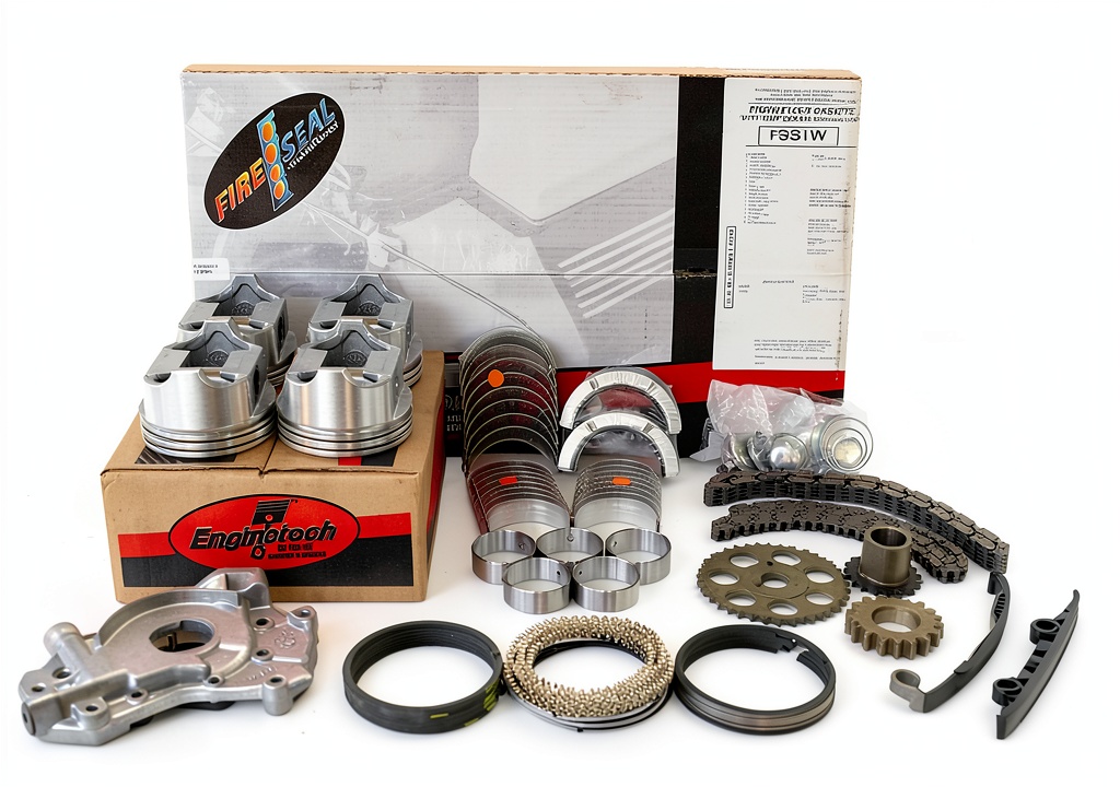 Installing Enginetech Engine Rebuild Kit Premium Pistons on a wooden workbench