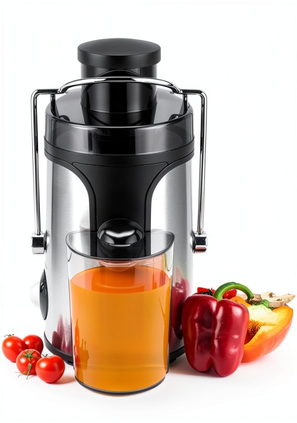 Juicer, 600W Juicer Machine with 3 Inch Wide Chute for Whole Fruits, High Yield Juice Extractor with 3 Speeds, Easy to Clean with Cleaning Brush, Compact Centrifugal Juicer Anti-drip, silver-4