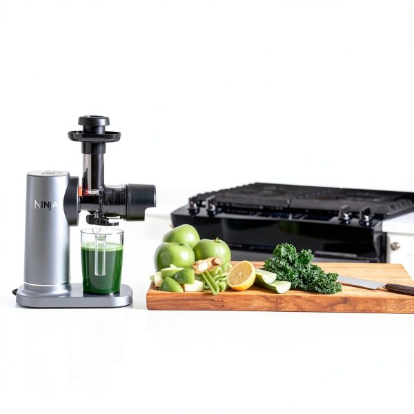 Ninja NeverClog 150 W Cold Press Juicer with 18oz Jug, 30oz Pulp Container, 2-Speed, Compact, Anti-drip lever (JC150) (Renewed)-2