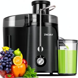 Juicer Machine ZNOAV 600W Centrifugal Juicer with 3.5” Wide Chute Grey-0