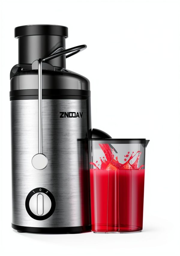 Juicer, 600W Juicer Machine with 3 Inch Wide Chute for Whole Fruits, High Yield Juice Extractor with 3 Speeds, Easy to Clean with Cleaning Brush, Compact Centrifugal Juicer Anti-drip, silver-2