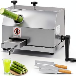 FOHERE Commercial Sugarcane Juicer, 110LBS/H High Output Sugar Cane Press with 3 Stainless Steel Rollers, 2.4" Large Inlet, Manual Sugarcane Juice Extractor Squeezer for Home/Commercial Use-0