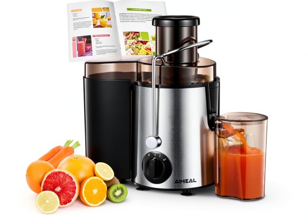 Juicer Machines, Aiheal Juicer Extractor Max Power 800W, 3" Wide Mouth Centrifugal Juicer with 3 Speed Control for Whole Fruit and Vegetables, BPA Free, Easy to Clean, 400W Motor-0