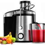 Juicer, 600W Juicer Machine with 3 Inch Wide Chute for Whole Fruits, High Yield Juice Extractor with 3 Speeds, Easy to Clean with Cleaning Brush, Compact Centrifugal Juicer Anti-drip, silver-0
